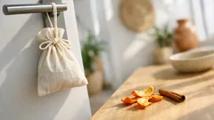 Vrećica sa sušenim korama naranče na vratima: trik za prirodan miris doma